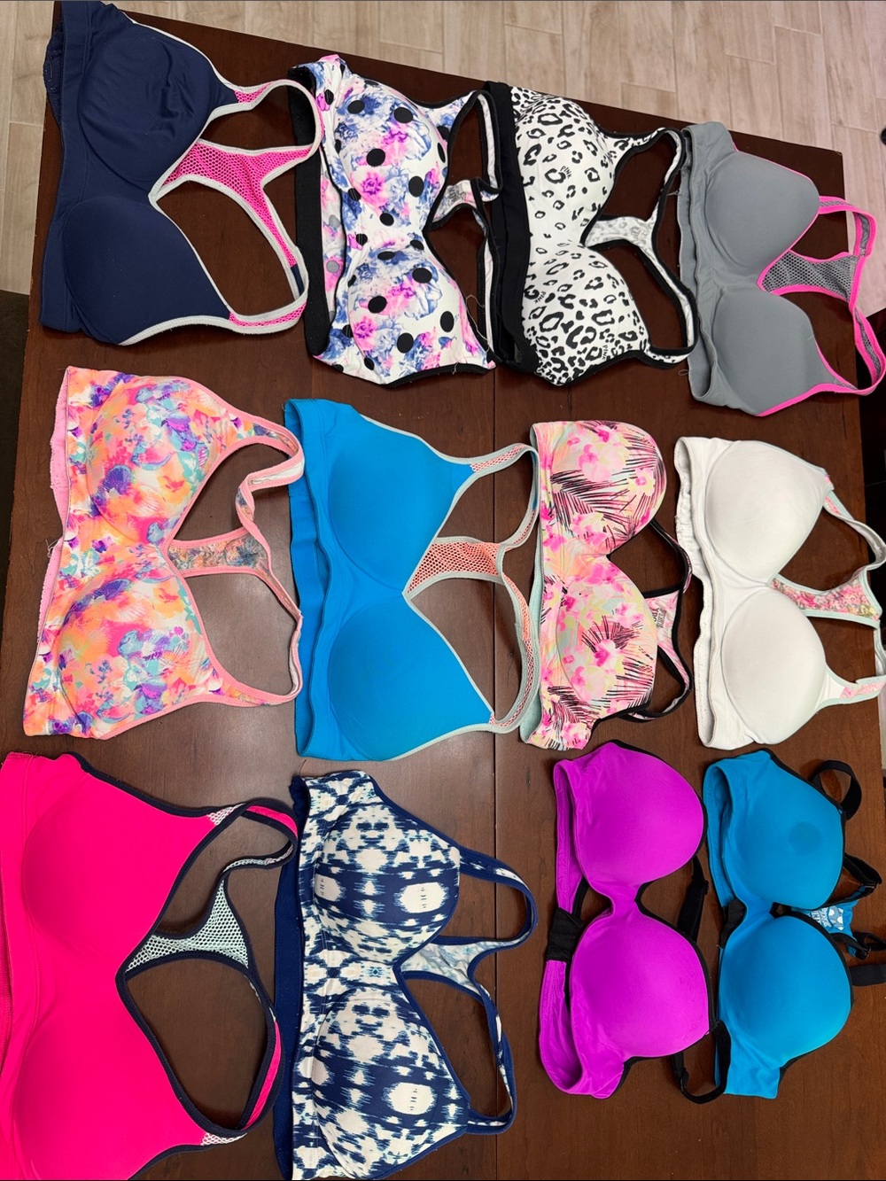 Women’s Blue Racerback sports bras. Victoria’s Secret.